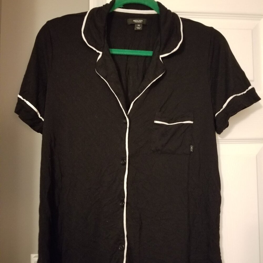 Vera Wang Black w/ White Stripe Border Soft Pajamas